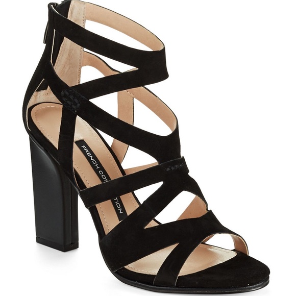 French Connection Shoes - French Connection Isla Strappy Heels Black Suede